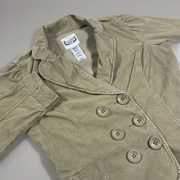 Levi Strauss Corduroy‎ Double Breasted Peacoat Women XL Tan Retro 90s Y2K Casual - Picture 1 of 6